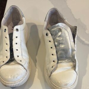 Sofft White and Silver Athletic Shoes